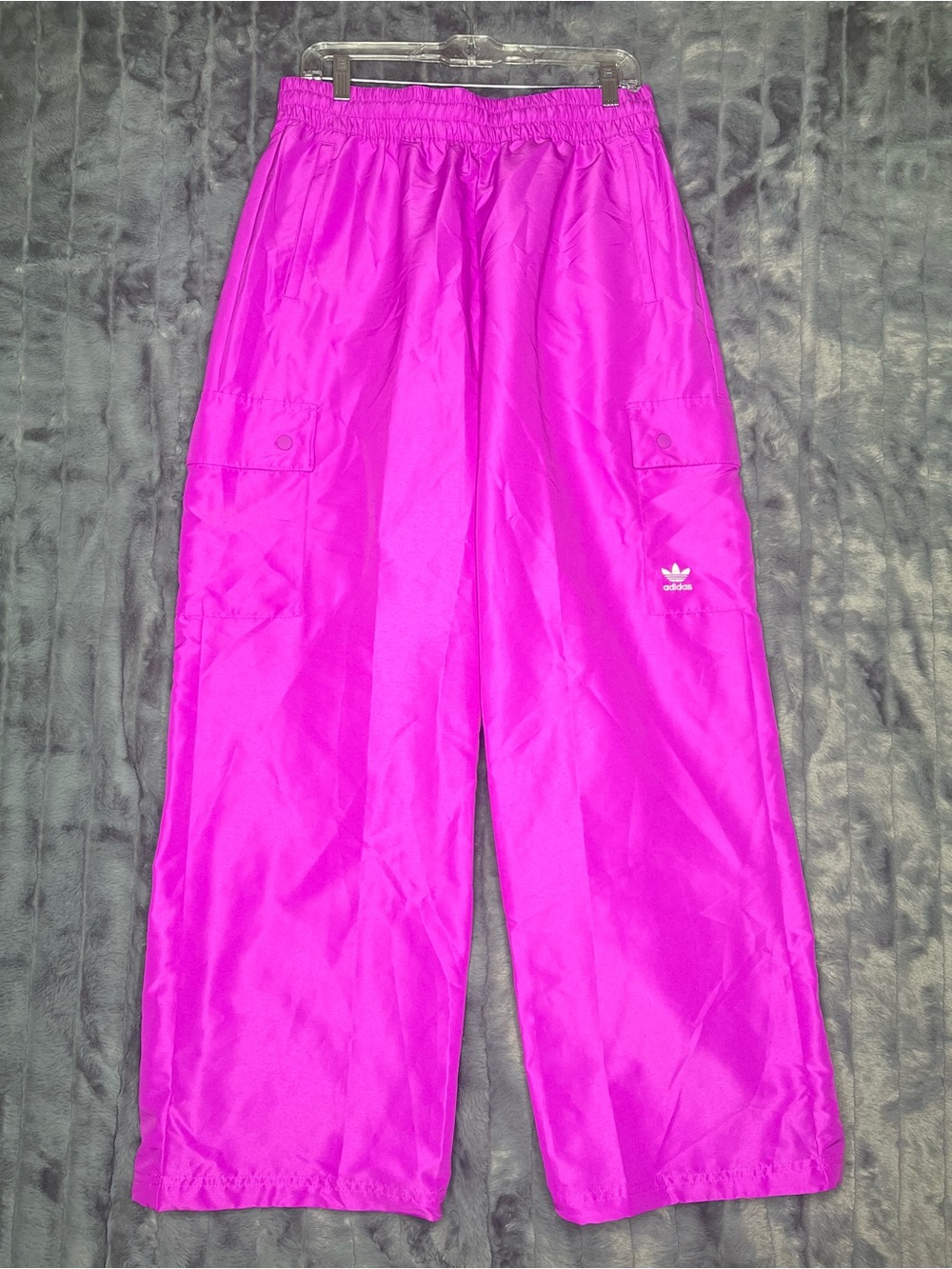 adidas Originals Purple Burst Cargo Pants Womens L Wide Leg Y2K Streetwear